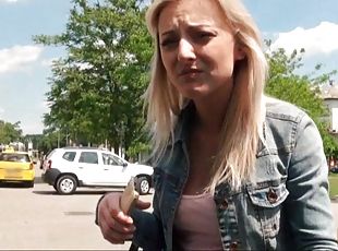 Real amateur Czech slut Katy Rose pussy fucked in public