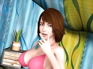 3d anime hottie giving BJ and getting doggy fucked