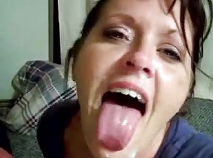 Horny dark-haired milf enjoys sucking a weiner in POV clip