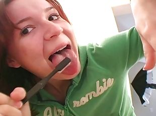 Anna Lynn brushes her teeth in amateur POV