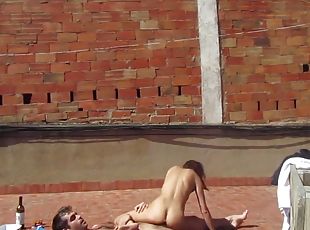 Amateur Couple Fucking At The Terrace, Outside Sex