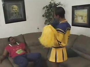 Ebony cheerleader is going for a huge black one