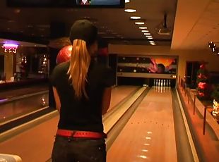 Lovely Wivien and Sophie Moone play bowling