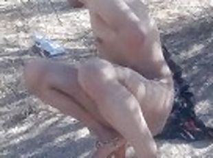 masturbation, nudiste, public, amateur, pieds, solo, talons-hauts