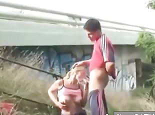 Couple Exhibe And Makes Love Outdoor