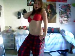 amateur, ados, maison, webcam, danse, solo, soutien-gorge