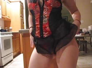 amateur, maison, black, cuisine, lingerie, danse, solo, string