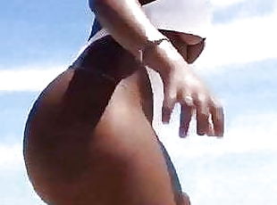 culo, al-aire-libre, amateur, casero, negra, playa, bikini