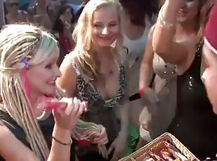 Blonde beautiful girl gobbling wang with cream