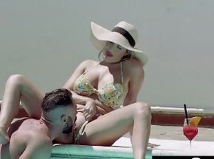 tetas-grandes, babes, trío, rubia, tetas, cowgirl