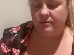 BBW sucking and licking dildo