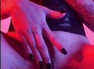 cul, masturbation, amateur, ejaculation-sur-le-corps, bdsm, fétiche, solo, bondage, brunette, tatouage