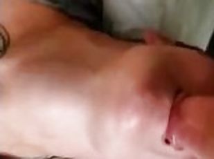 amatør, babes, blowjob, stor-pikk, par, svelging, pikk