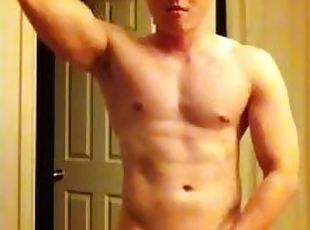 asiatique, masturbation, amateur, gay, secousses, webcam, solo, musclé