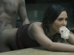 énorme-bite, latina, black, sexe-de-groupe, mari, quatuor, brunette