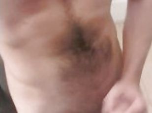 Hairy Guy Antonio West Wanking Uncut Cock Hard Standing