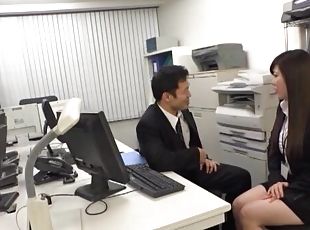 gros-nichons, bureau-office, public, secrétaire, hardcore, japonais, couple, culotte, naturel, sexe-habillé