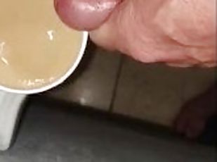 Prepping wife coffee with fresh cum and frozen cum cubes