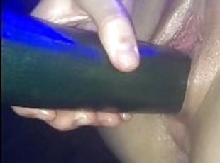 Juicy Pussy stuffed with BIG BBC Zucchini