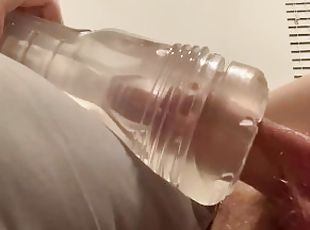 Emptying my balls in my fleshlight after edging. Releasing 4 days worth of cum.