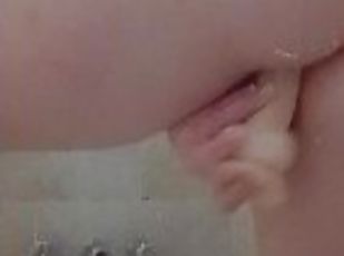 bañando, orgasmo, coño-pussy, amateur, babes, juguete, prieto, ducha, a-solas, afeitada