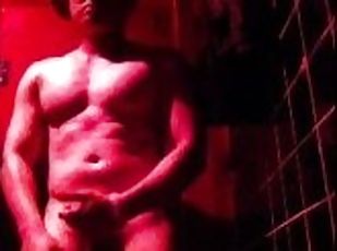 asiático, masturbación, público, amateur, gay, pajeándose, a-solas, musculada, club, realidad