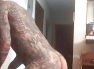 amateur, mature, ejaculation-sur-le-corps, énorme-bite, jouet, ejaculation, webcam, solo, musclé, tatouage