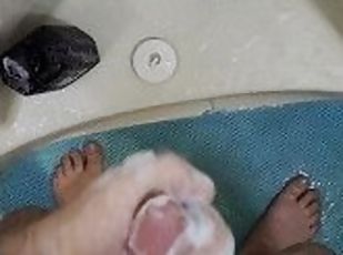 bañando, amateur, pies, ducha, a-solas