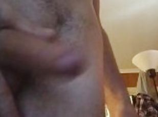 Up close jerking cock and cum