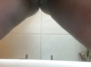 cul, baignade, pisser, femme, amateur, ébène, milf, toilette, fétiche, douche