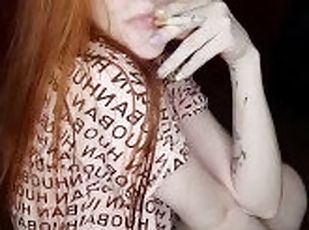 Sexy redhead smoker