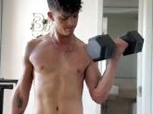 énorme, public, gay, horny, musclé, salle-de-gym, bite