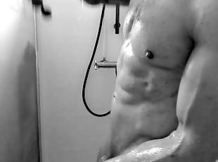 bañando, papá, amateur, pareja, ducha, a-solas, papi, musculada