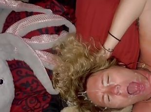 énorme, amateur, ejaculation-sur-le-corps, milf, maison, point-de-vue, sur-le-visage, blonde