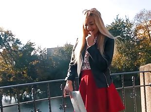 Real German Blind Date on Street with german skinny Milf