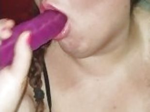 Thick latina plays with 12" dildo