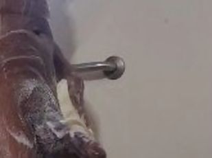 baignade, masturbation, amateur, ébène, énorme-bite, hardcore, black, horny, douche, solo