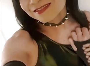 transsexuelle, amateur, branlette, fétiche, latex