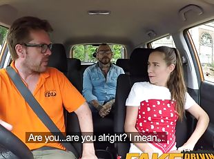 Fake Driving School Sexy horny learners secretly fuck in instructors car