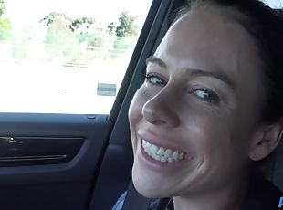 HD POV video of brunette Summer Vixen being fingered in the car