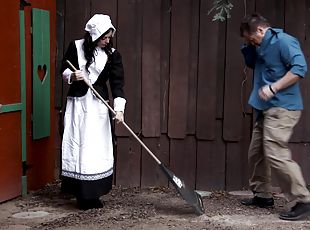 casal, uniforme, pénis