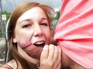 al-aire-libre, babes, chorro-de-corrida, adolescente, hardcore, facial, europeo, rubia, euro