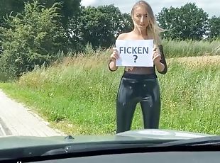 Blonde hitchhikes for sex and gets fucked by a stranger