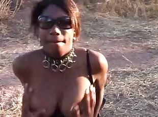 tetas-grandes, extremo, gafas, al-aire-libre, negra-ebony, pareja, familia, natural, africano, cañero