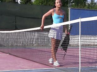 Tennis player Ana Rose got horny during the practice and masturbates