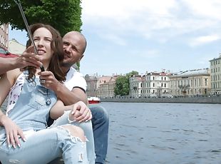 russo, adolescente, casal, jeans