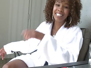 Ebony cutie Misty Stone likes to bounce on a friend's dick