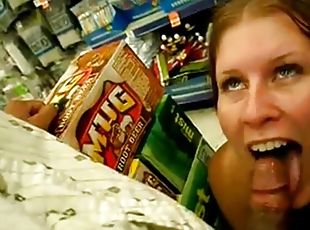 Exciting, blowjob in supermarket