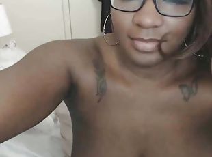 gros-nichons, lunettes, ébène, maman, black, joufflue, webcam, solo