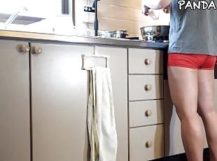 asiatique, amateur, gay, japonais, culotte, fétiche, solo